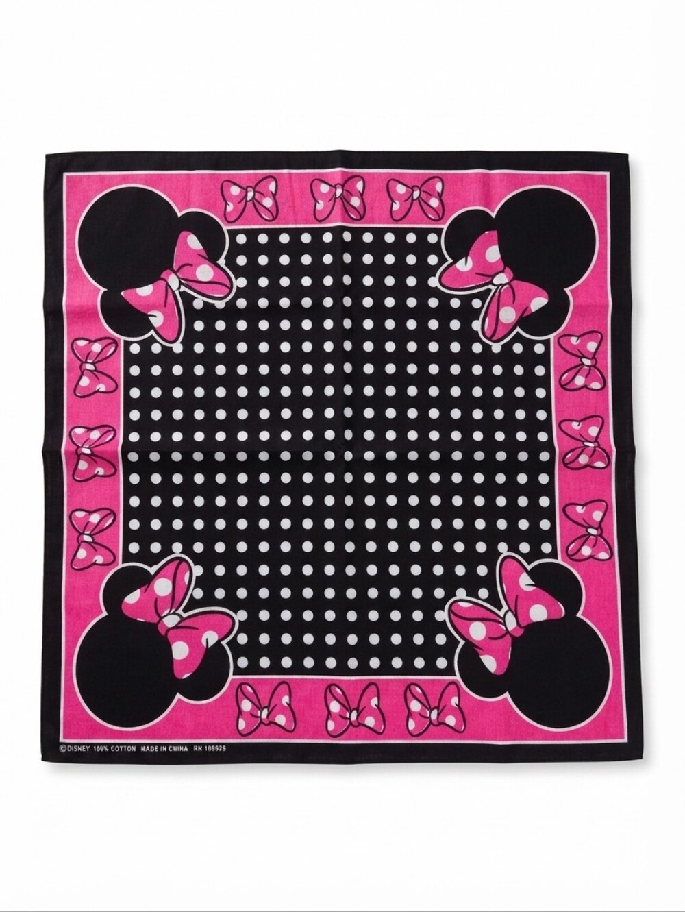 Vintage Disney Licensed Minnie Mouse 100% Cotton Square Bandana 21x21